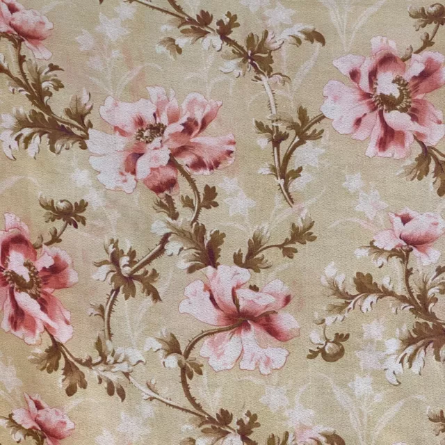 Belle Epoque Cretonne Fabric Antique French printed cotton stylized floral desig