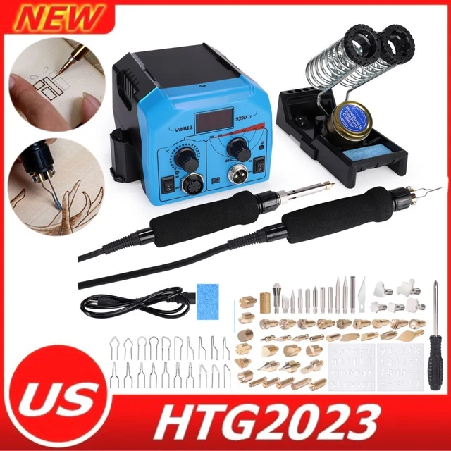 Juego de herramientas de pluma de madera de 110 V multifunción artesanal pirografía kit quemador