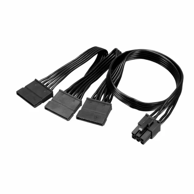6 Pin To 3 SATA Power Cable Adapter for Hard Drive Black