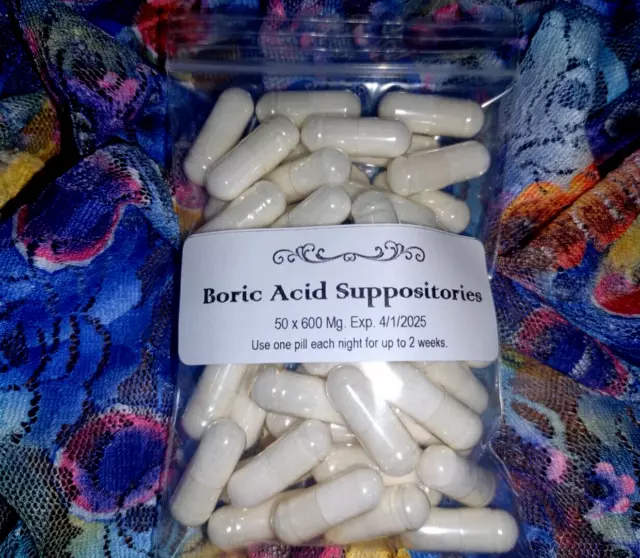 50 supositorios vaginales bóricos - cápsulas veganas 600 mg - yoni pops