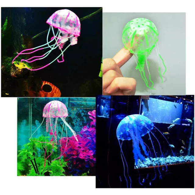3pcs Soft Glowing Effect Artificial Jellyfish Fish Tank Décor Aquarium Ornament