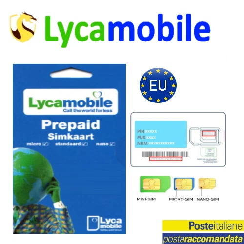 Lycamobile SIM Card triple format - Work in UE Lycamobile SIM Card triple format - Work in UE