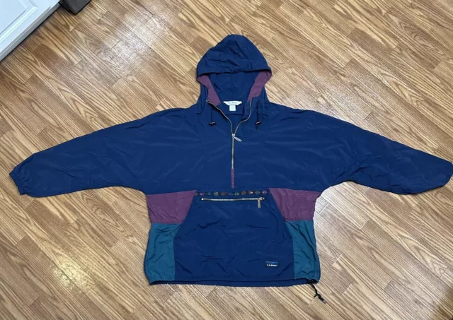 Vintage LL Bean Logo Half Zip Colorblock Anorak Jacket Windbreaker Mens Size XL