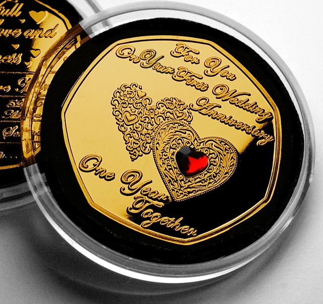 For You on Our First Anniversary Silver Commemorative in Capsule. Boyfriend/girlfriend/partner