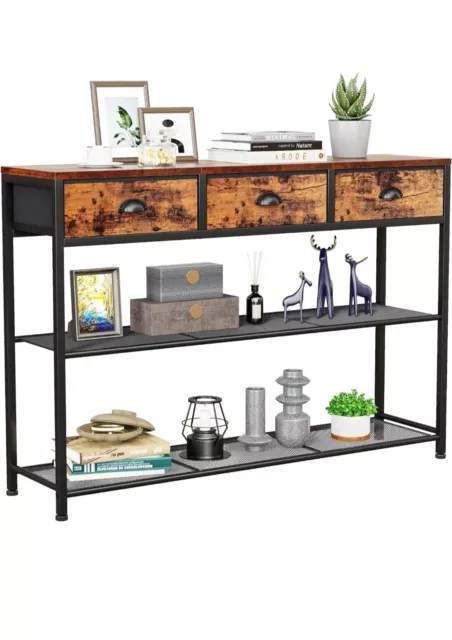 Modern Console Table with Drawer 3 Tier Sofa Table with Storage Entryway/Hallway