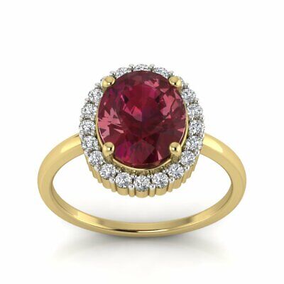 2.0 Carat Lab created Red Garnet Halo Diamond Engagement Ring for women's Gifts