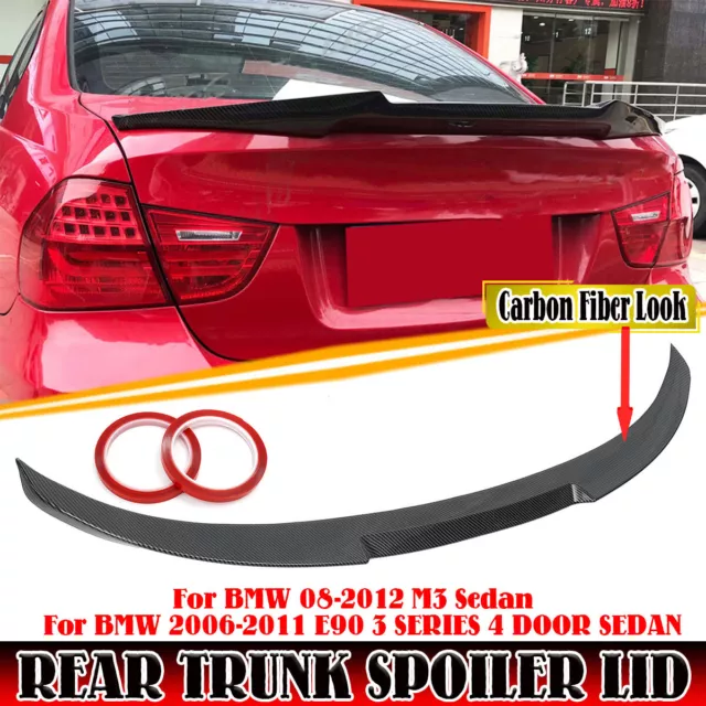 M4 Style Carbon Look Trunk Lip Spoiler Wing for BMW E90 3-Series Sedan & M3