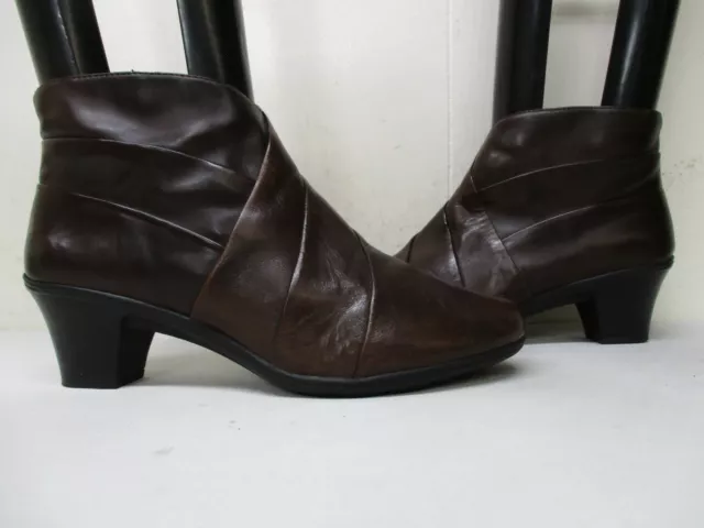 Earth Spirit Flora Brown Leather Zip Ankle Boots Womens Size 11