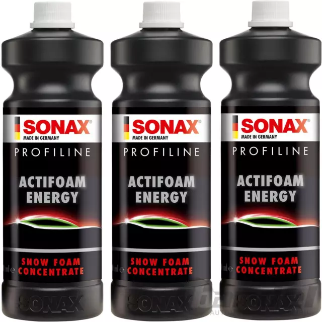 3x 1 Litre SONAX Profiline Actifoam Énergie Snow Mousse Shampooing pour Voiture