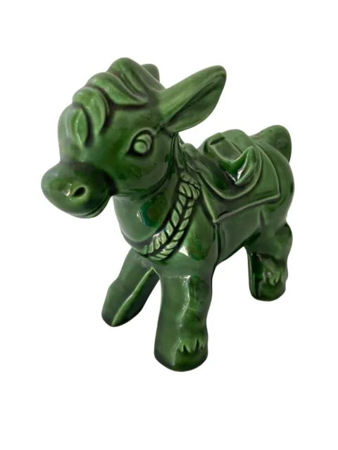 Capsco Donkey Burro Mule 4.5" Green Ceramic Porcelain Figurine Japan (READ)