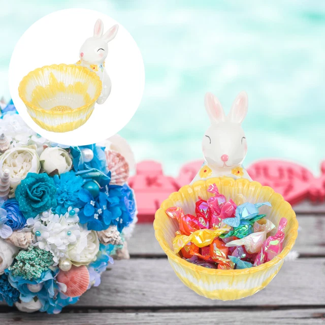 “Mom Rabbit With Cutie Bunnies” Ceramic Candy Bowl – Easter Dessert Platter & Cupcake Stand, Handmade Decor - View #9