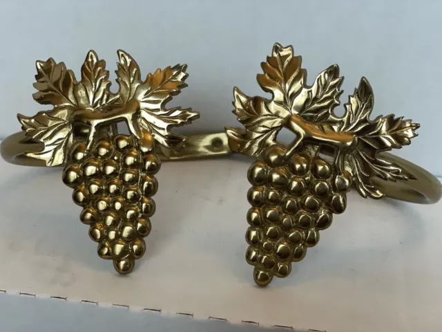 Vintage Solid Brass Drapery Tie Backs Grapes 1 Pair