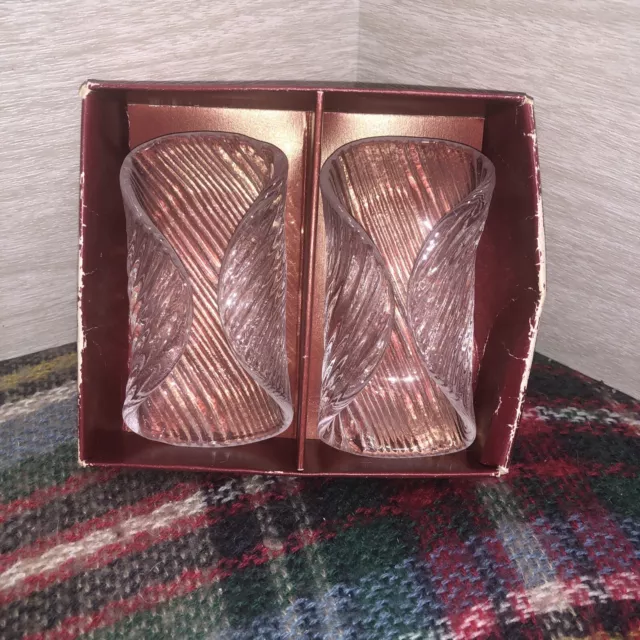 Soporte para servilletas y cenicero ""antes y después"" de cristal Lindshammer. En caja original
