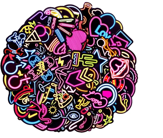 Neon Light Wall Cute Stickers Decals Mural 100 pcs Poster Sticker Art Gift