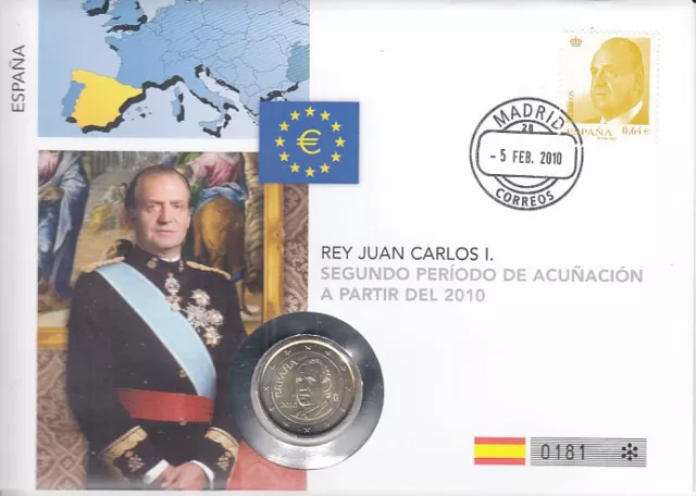 Numisbrief  Spanien  2 Euro   König Juan Carlos  2010