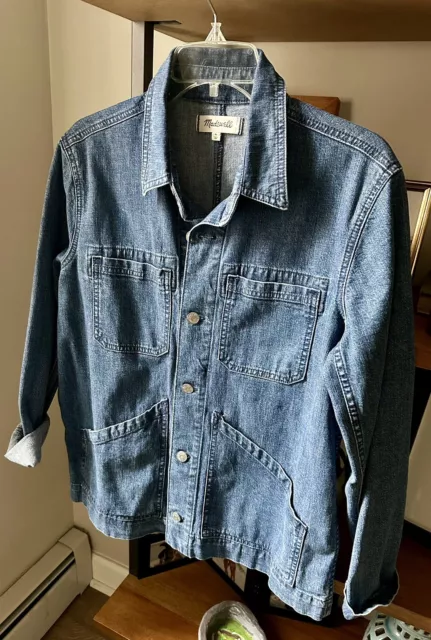 MADEWELL Denim Chore Jacket Womens  M Cotton Blend Buttons Pockets Easy Layer