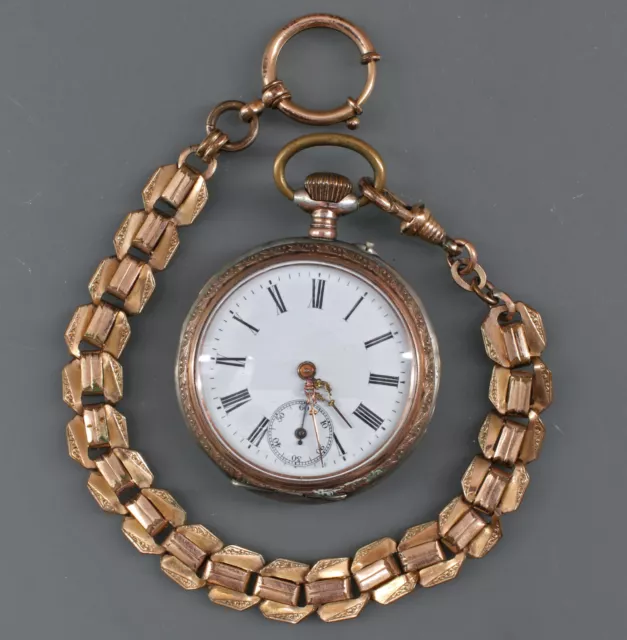 9020028 Argento Herren-Taschenuhr Circa 1890 800er Argento Movimento Läuft