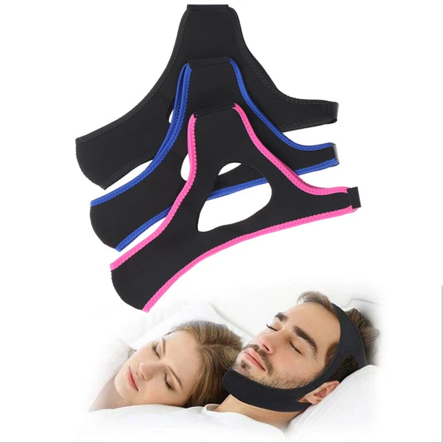 Cintura antirussamento smetti di russare cinturino mento donna uomo aiuto per dormire notte A*t~
