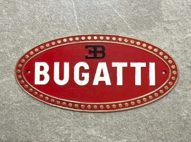 Bugatti Sign Cast Iron Repro Garage Advertising Sign 30cm Man Cave