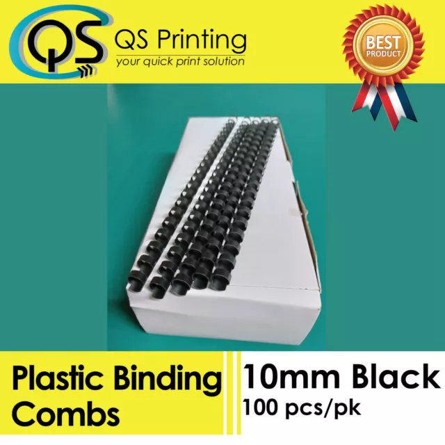 10mm Plastic Binding Combs Black 100/ Box