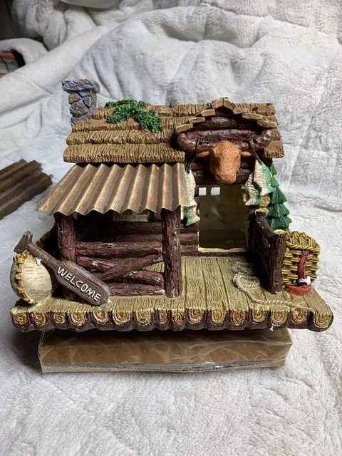 Birds Getaway Moose Cabin Rustic Lodge Resin Birdhouse On Stand