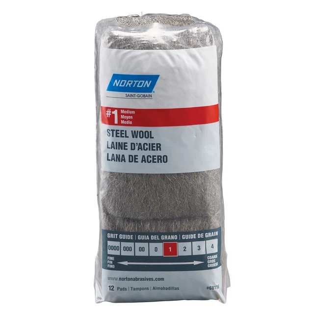 Norton 7660768116 1 Grade Medium Steel Wool Pad 2.5 L x 4 W in.