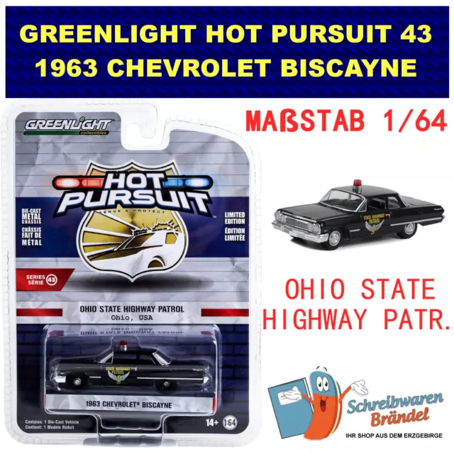 Greenlight 1963 Chevrolet Biscayne Ohio State Highway - Hot Pursuit 43 #43010-A