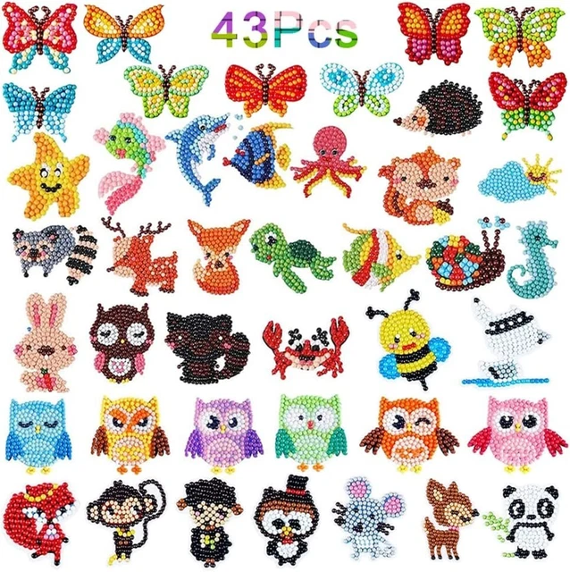 5D DIY Diamond Painting Kinder Diamant Aufkleber Malerei Tiere Set 43 Stk
