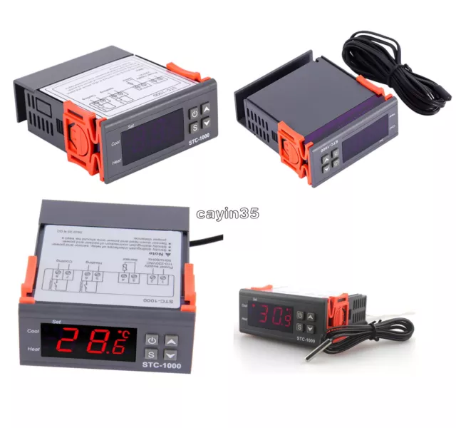 12V/24V/110V/220V STC-1000 Digital Temperature Controller Thermostat w/NTC UK