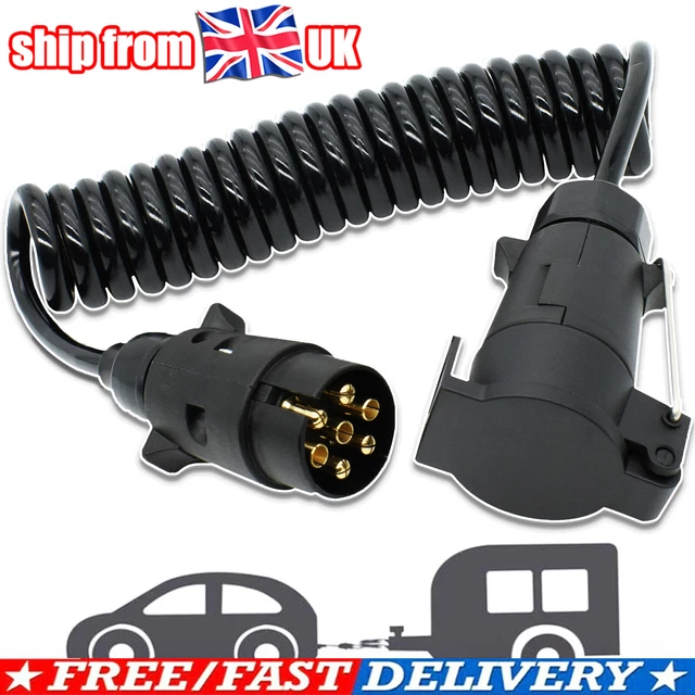 7 PIN 3M Caravan Towing Trailer Light Board Extension Cable Lead Plug