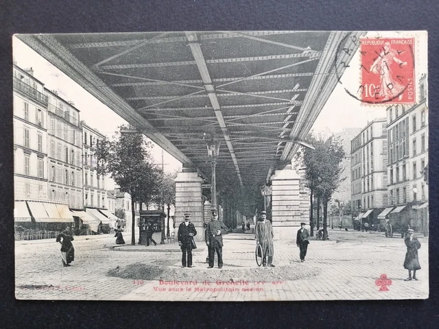 cpa Collection Fleury PARIS en 1907 Bd de GRENELLE Métro Aérien Agent de Police