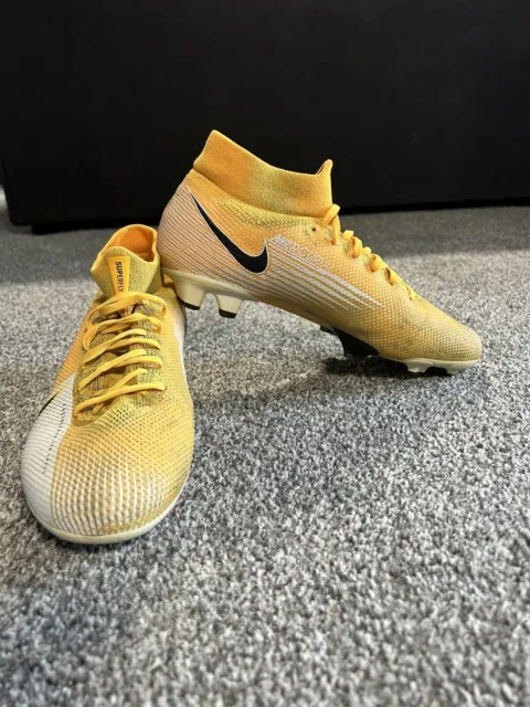 Retro Nike Mercurial Superfly 7 Pro High Sock Football Boots Size 7 Yellow White