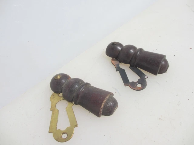 Victorian Wooden Keyhole Cover Escutcheon Brass Plate Antique Old Wood -£8each