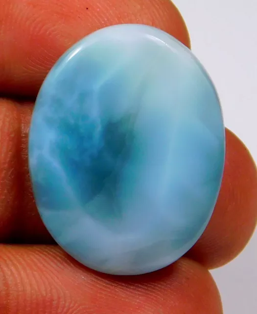 20.Ct Naturel Bleu Ciel Larimar Pectolite Ovale Cabochon Guérison Gemme Bf = 189