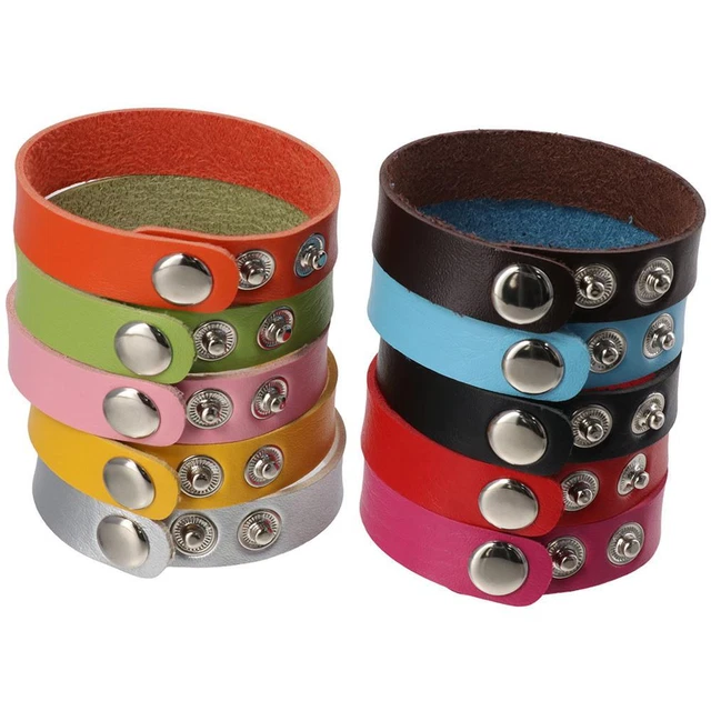20pcs Faux Leather Plain Leather Bracelets Leather Snap Bracelets  Men