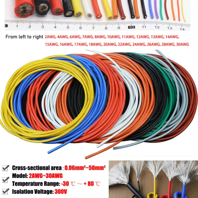 Flexible Silicone Cable Wire 2AWG~30AWG High Temp 0.08mm Tinned Copper Wire UL