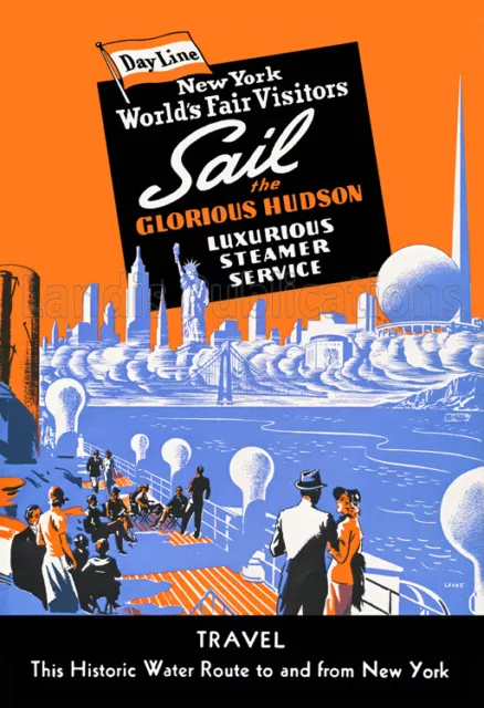 Day Line Hudson River Cruises & 1939 New York World's Fair Travel Poster