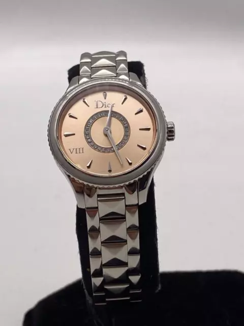 DIOR VIII MONTAIGNE PINK DIAMOND DIAL 25mm CD151111 QUARTZ WATCH.