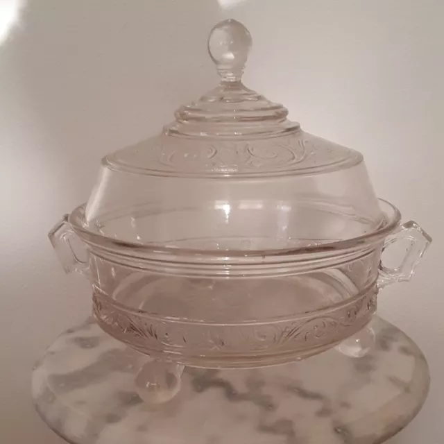 EAPG Belmont's Royal # 1 Clear Colorless Covered Ball Footed Compote