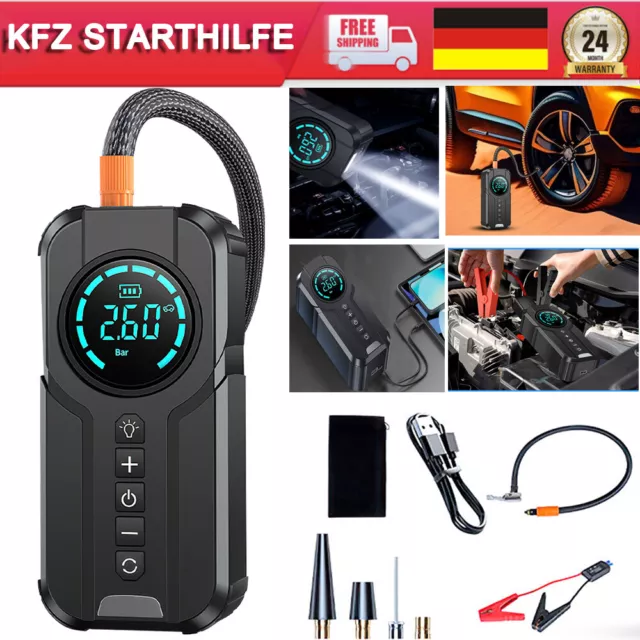 Starthilfe Auto Powerbank 99800mAh Ladegerät 2000A Starter Boost Jump Kompressor