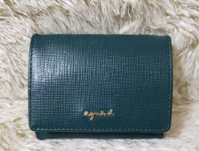 POPULAR AGNES B. Agnès Trifold Wallet Green Leather $102.00 - PicClick
