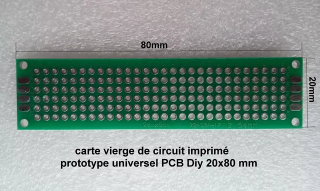 carte vierge de circuit imprimé prototype universel PCB Diy 20x80 mm  .C13.4.1