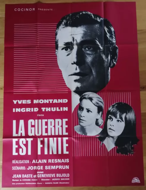 GUERRE EST FINIE alain resnais affiche cinema 160x120 cm '66 yves montand