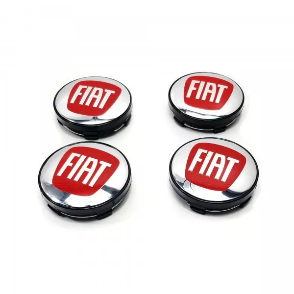 4x Cache Moyeu Centre Roue Pour Fiat Ø 60/56mm Badge Logo Rouge Silver NR