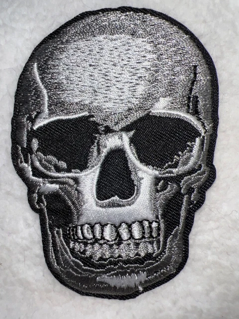 Patch Autocollant Tête De Mort Crâne à Repasser - Environ 4 X 6 Cm, Textile Multicolore, Neuf