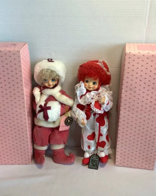 Brinns 1986 Calendar Clown Doll January & February From Korea Vintage Porcelain