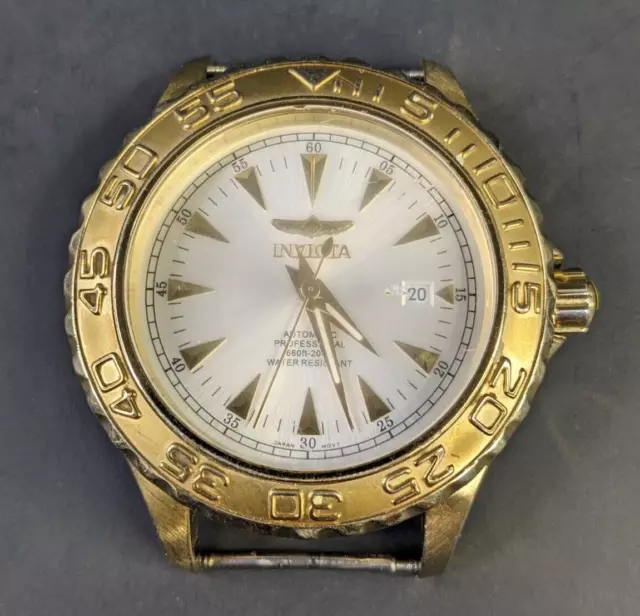 Invicta Mens Pro Diver 2306 Automatic Gold Wrist Watch 200mm No Band Vintage