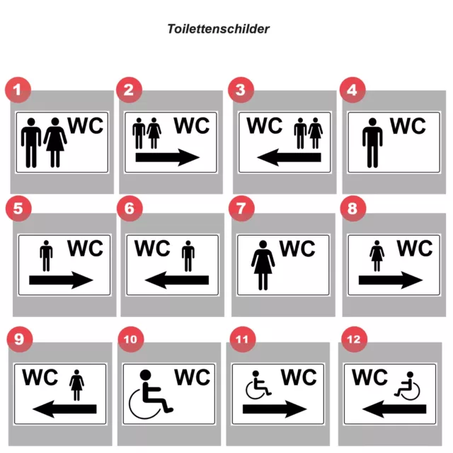 Toilettenschilder WC Schild Aufkleber Schild Aluverbund Kunststoff Montage