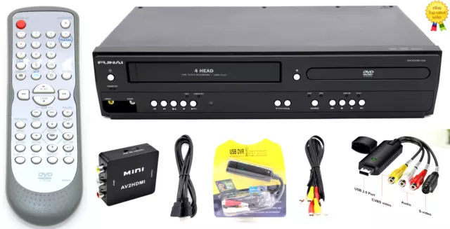 Funai DVD VCR Player Converts VHS to Digital File by USB 2.0 Capture Converter