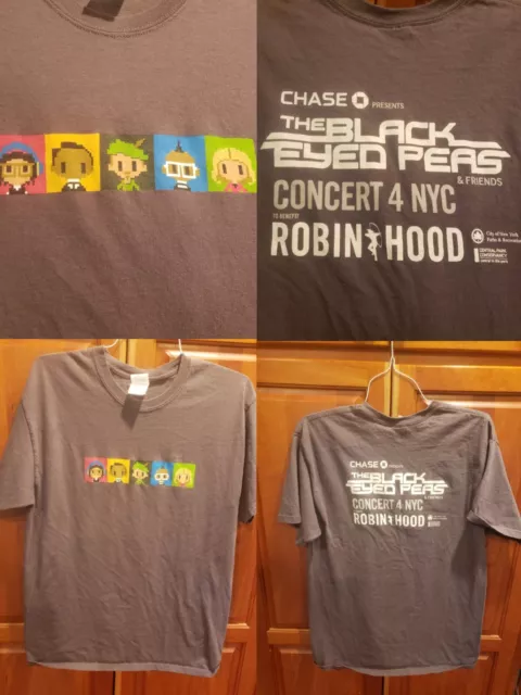 Vtg Black Eyed Peas 8bit RobinHood Game NYC Concert Band Shirt L Fergie William